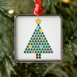 Merry Meeple Christmas Tree Metal Ornament
