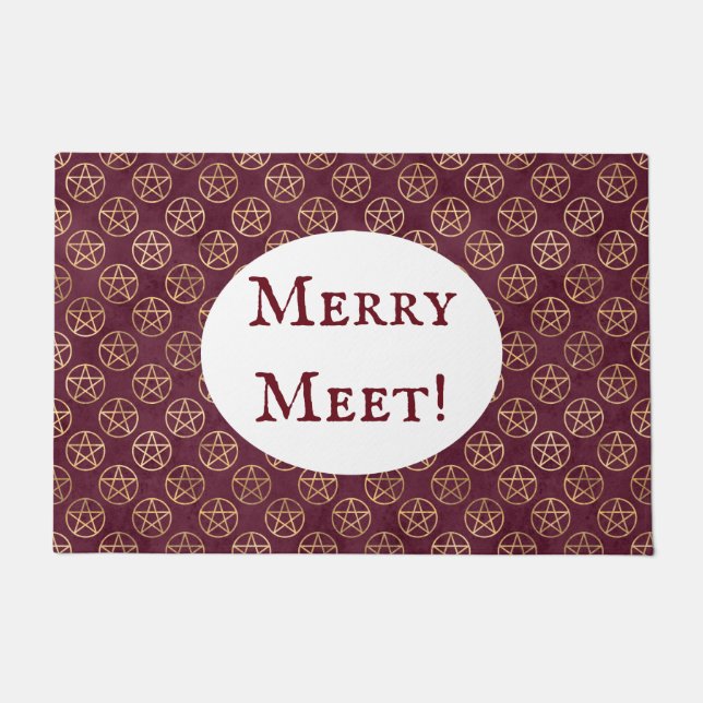Merry Meet Pentacles Door Mat (Front)