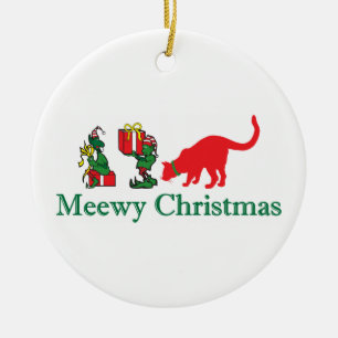 Merry Meewy Christmas Cats Ceramic Tree Decoration