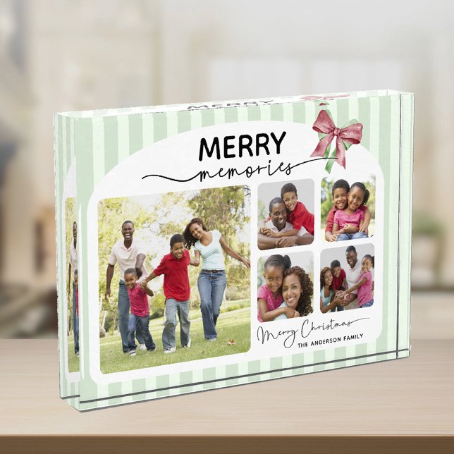 Merry Memories Photo Collage Bow Christmas Block (Creator Uploaded)