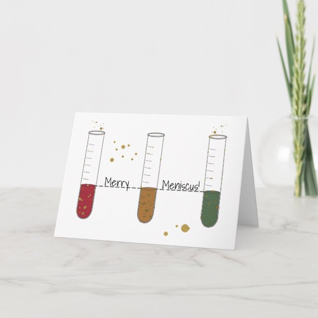 Merry Meniscus Chem Science Test Tube Christmas Holiday Card (Front)