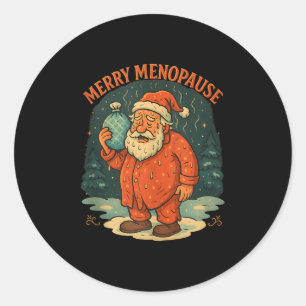 Merry Menopause Funny Santa Meme Tank Top  Classic Round Sticker