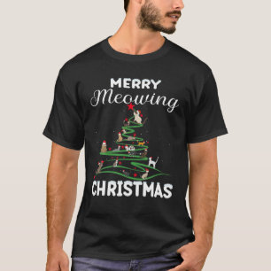 Merry Meowing Christmas Pajama Funny Cat Santa T-Shirt