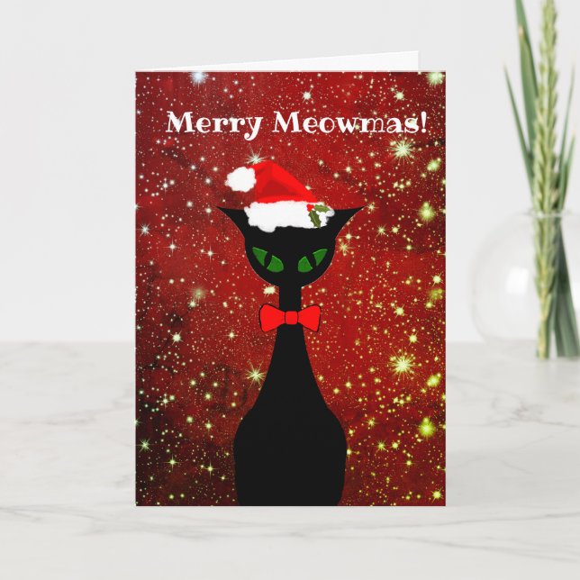 Merry Meowmas  Personalised Christmas Holiday Card (Front)