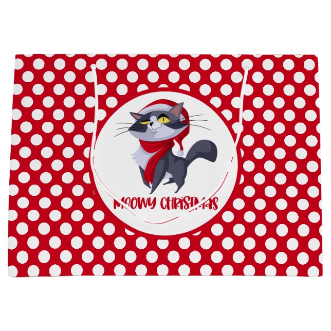 Merry Meowy Christmas Cat Gift Bag (Front)