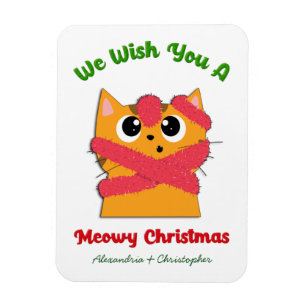 Merry Meowy Christmas Pet Cat Holiday Personalize Magnet