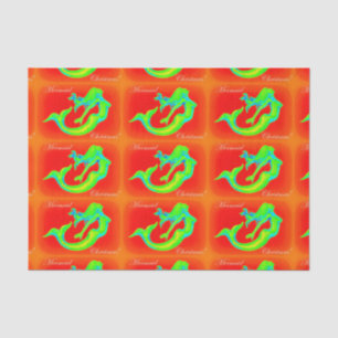 Merry mermaid Christmas red/green Tissue Paper