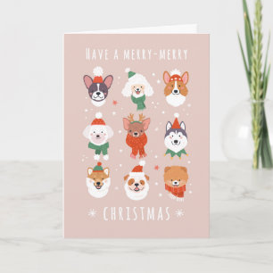 Merry-Merry Christmas Dogs Holiday Card