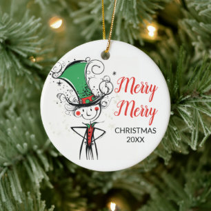 "Merry Merry" Christmas Elf Top Hat Ornament