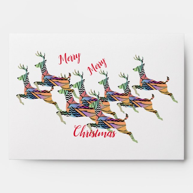 Merry Merry Christmas Leaping Deer  Envelope (Front)