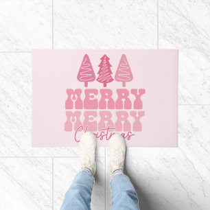 Merry Merry Christmas - Pink Holiday Design Doormat