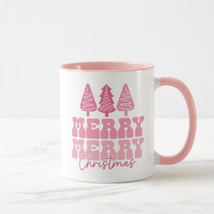 Merry Merry Christmas - Pink Holiday Design Mug