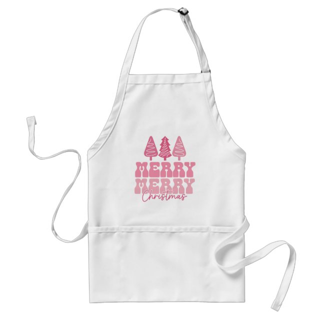 Merry Merry Christmas - Pink Holiday Design Standard Apron (Front)