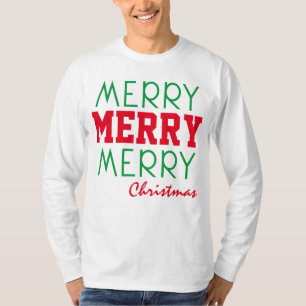 MERRY MERRY CHRISTMAS RED GREEN TYPOGRAPHY T-Shirt