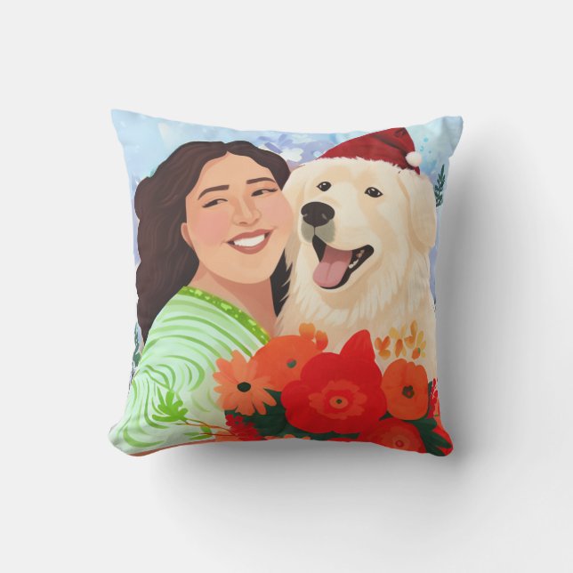 Merry Merry, Happy Pawlidays Outdoor Pillow (Front)