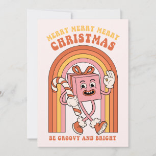 Merry Merry Merry Christmas - Be Groovy and Bright Holiday Card