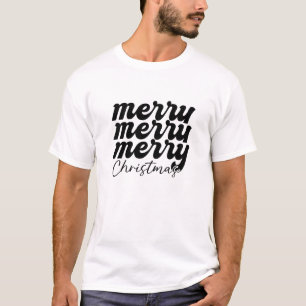 merry merry merry christmas black and white T-Shirt