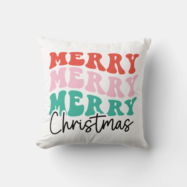 Merry Merry Merry Christmas Cushion (Front)