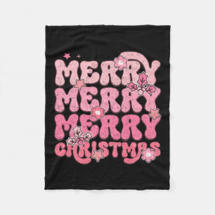 Merry Merry Merry Christmas Festivity Fleece Blanket