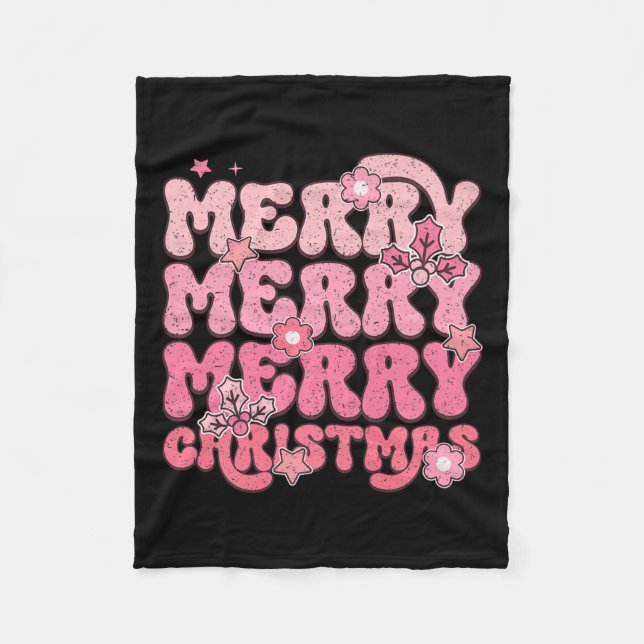 Merry Merry Merry Christmas Festivity  Fleece Blanket (Front)