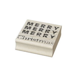 Merry, Merry, Merry Christmas  Rubber Stamp