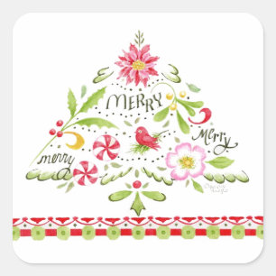 Merry Merry Merry Christmas Tree Stickers