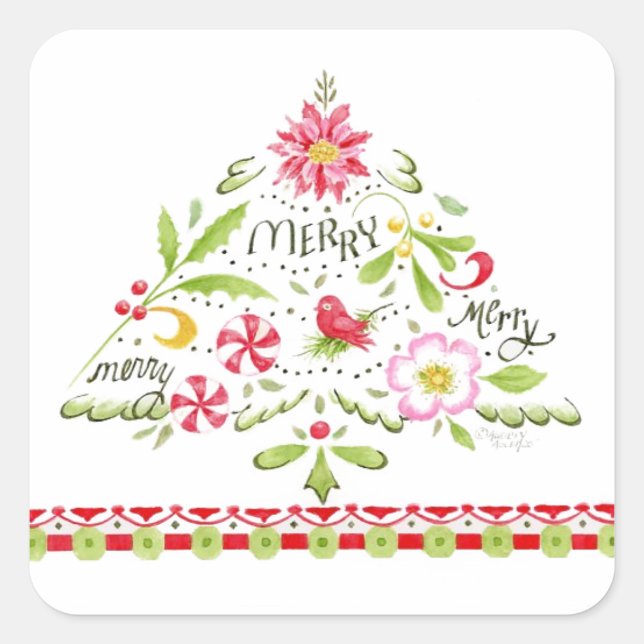 Merry Merry Merry Christmas Tree Stickers (Front)