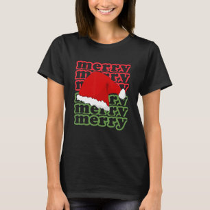 Merry Merry Merry Santa Hat Fun Christmas Hat T-Shirt