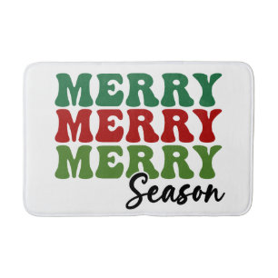 Merry Merry Merry Season - Retro Holiday Art Bath Mat