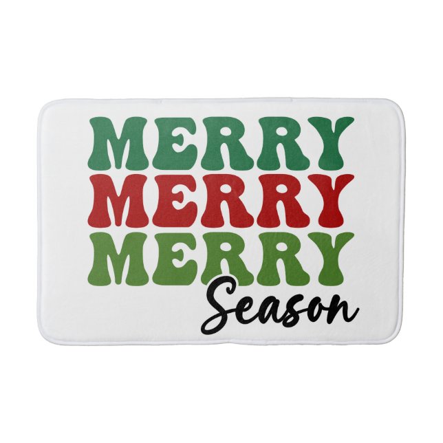 Merry Merry Merry Season - Retro Holiday Art Bath Mat (Front)