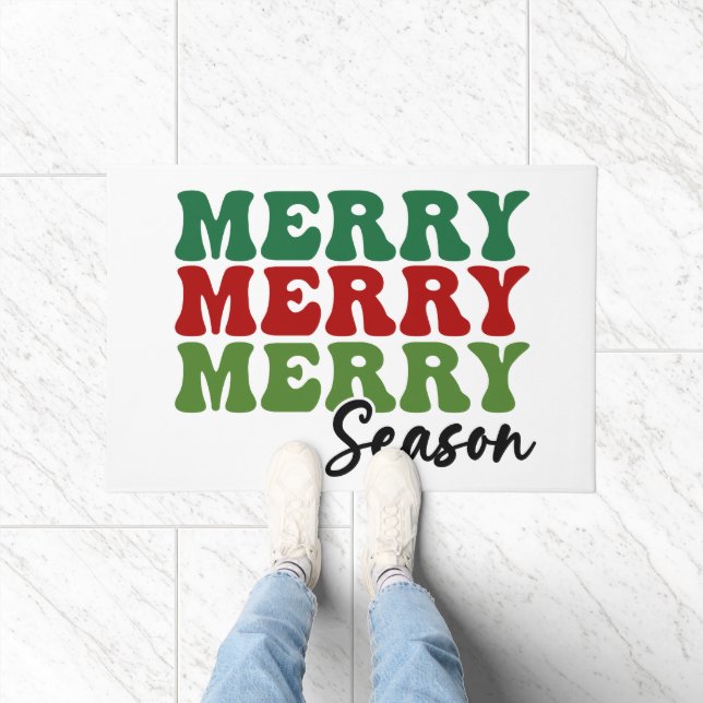 Merry Merry Merry Season - Retro Holiday Art Doormat (Indoor)