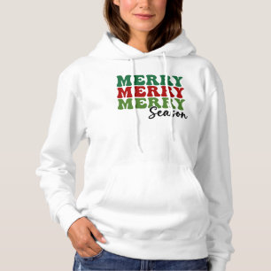 Merry Merry Merry Season - Retro Holiday Art Hoodie
