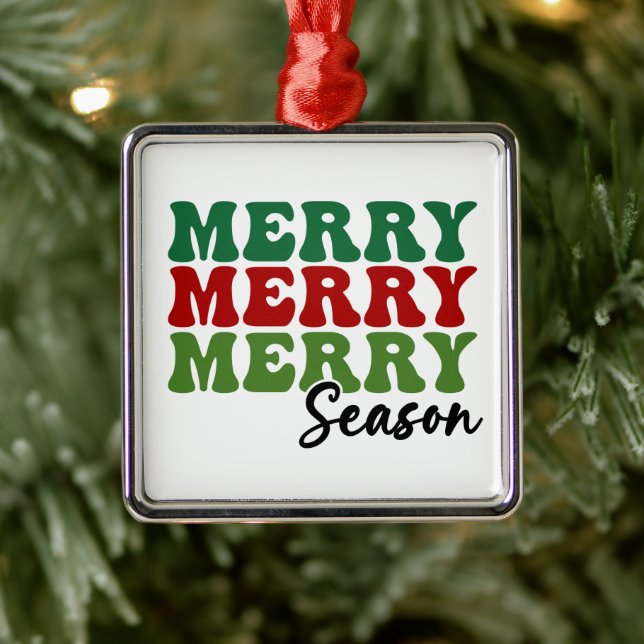 Merry Merry Merry Season - Retro Holiday Art Metal Tree Decoration (Tree)