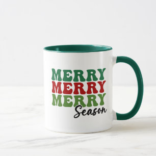 Merry Merry Merry Season - Retro Holiday Art Mug