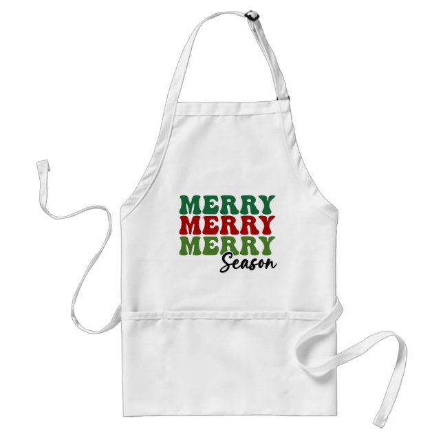 Merry Merry Merry Season - Retro Holiday Art Standard Apron (Front)
