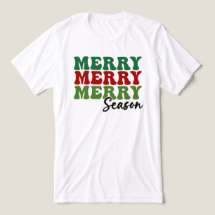 Merry Merry Merry Season - Retro Holiday Art Tri-Blend Shirt