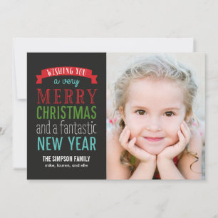Merry Message Holiday Photo Card - Black
