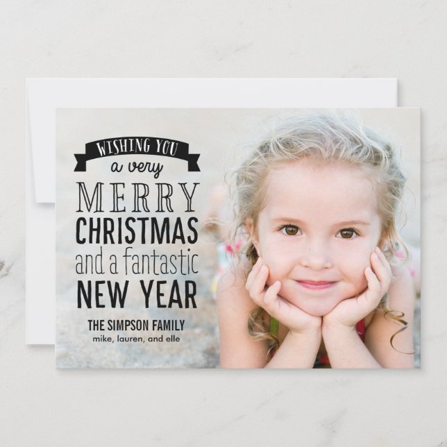 Merry Message Holiday Photo Card - Overlay (Front)