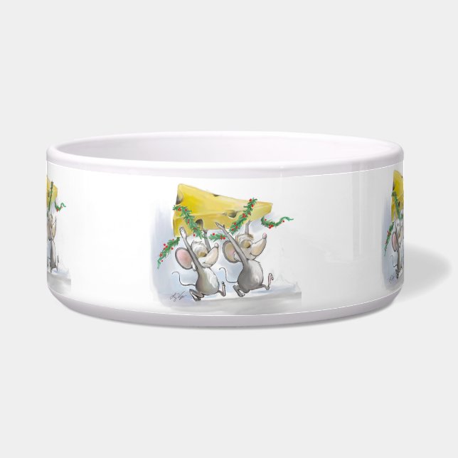 Merry Mice Mic & Mac Holiday Pet Bowl (Front)