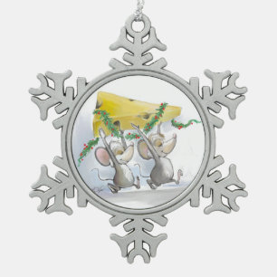 Merry Mice Mic & Mac Holiday SnowFlake Ornament