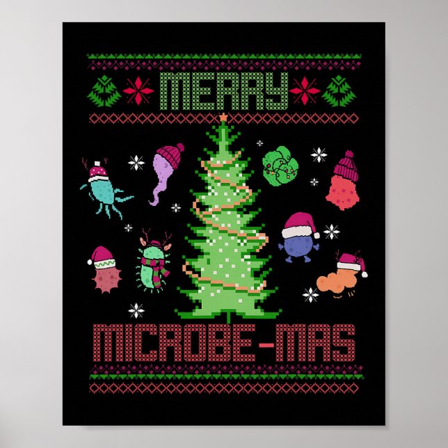 Merry Microbe-mas Microbiology Scientists Christma Poster (Front)