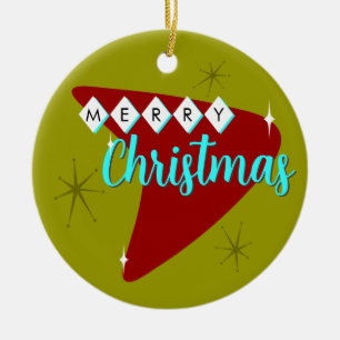 Merry Mid Century Christmas Ceramic Tree Decoration