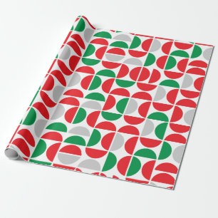 Merry Mid Century Holiday Tiles Wrapping Paper