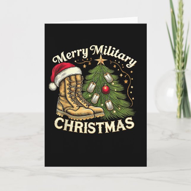 Merry Military Christmas Festive Military Boots &a Card (Front)