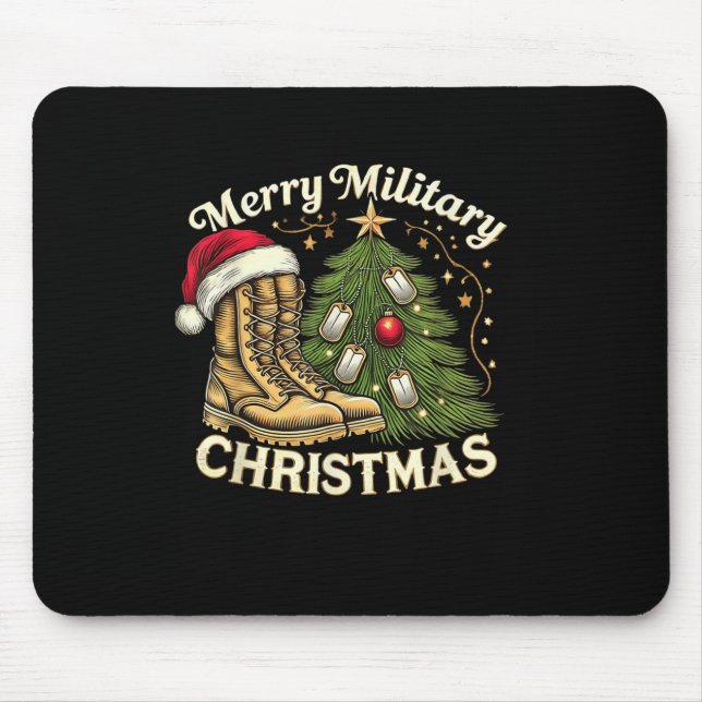 Merry Military Christmas Festive Military Boots &a Mouse Mat (Front)
