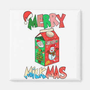 Merry Milkmas Funny Christmas Milk Santa Snowman H Magnet