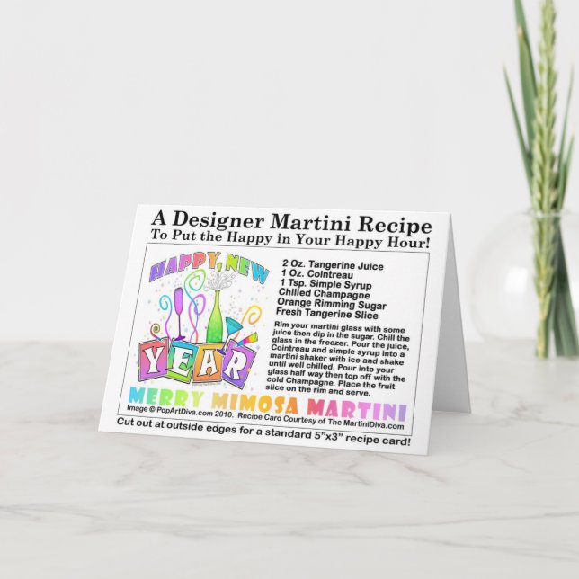 MERRY MIMOSA New Year's MARTINI RECIPE CARD (Front)