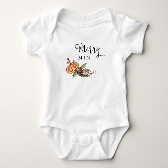 Merry Mini Christmas Baby Bodysuit (Front)