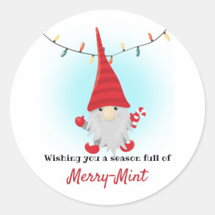 Merry Mint Candy Cane Christmas Classic Round Sticker