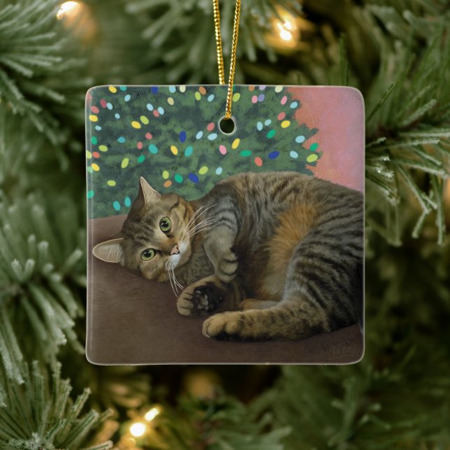 Merry Mischief - Christmas Kitty    Ceramic Ornament (Tree)